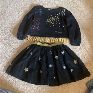 Girls size 5 flap doodles star power skirt and top